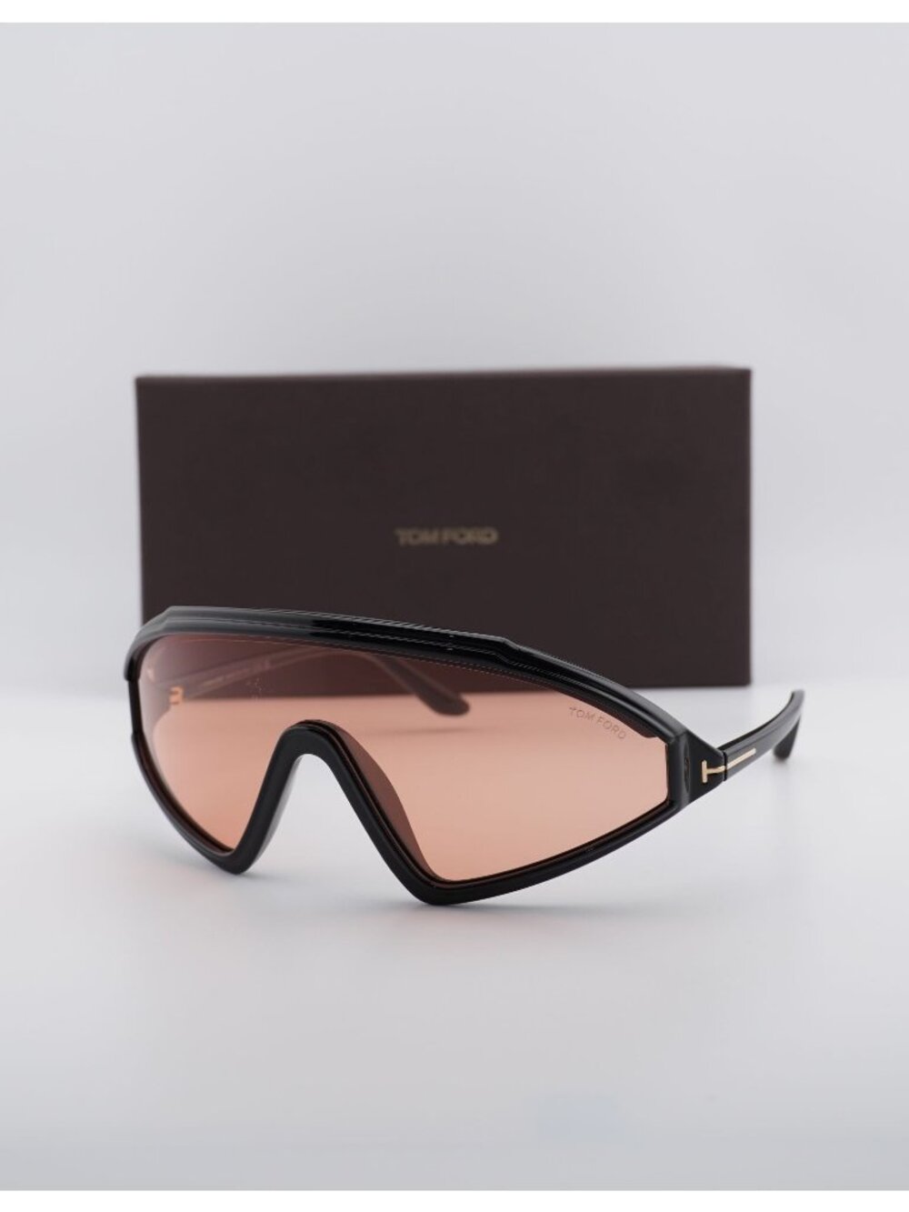Tom Ford Lorna FT1121 01E Shield Sunglasses - Black / Brown
